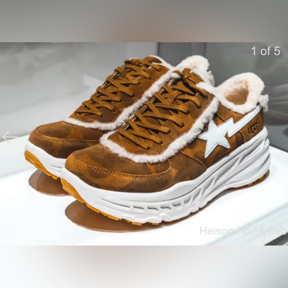 Extremely Rare Ugg x Bape Chestnut Shearling Sneaker